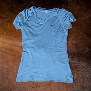 Nike Women's Blue V-Neck Dri-FIT Athletic Tee